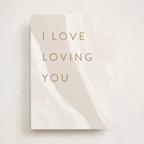 This is a beige friendship cards with standard by Pixel and Hank called loving you printing on signature in greeting cards
