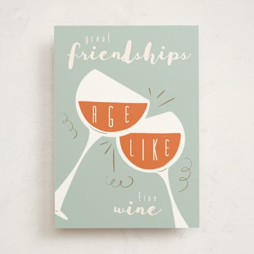 This is a mint friendship cards with standard by Gwen Bedat called fine wine printing on signature in greeting cards
