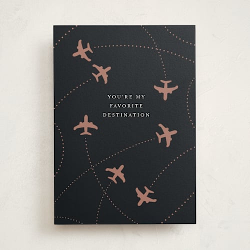This is a midnight friendship cards with standard by Katharine Watson called flight path printing on signature in greeting cards