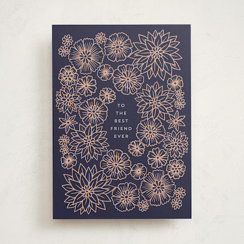 This is a navy friendship cards with standard by Katharine Watson called best friend ever printing on signature in greeting cards
