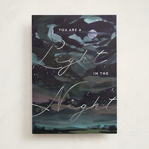 This is a midnight friendship cards with standard by Jess Franks called keep shining bright printing on signature in greeting cards