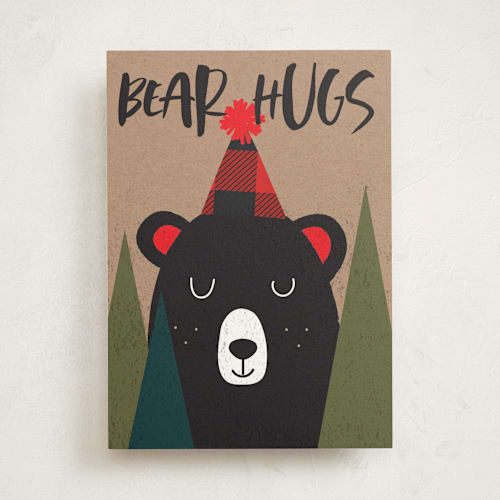 This is a forest birthday cards for kids with standard by Susan Brown called bear hugs printing on signature in greeting cards