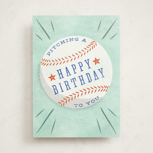 This is a sky birthday cards for kids with standard by Robert and Stella called baseball birthday printing on signature in greeting cards