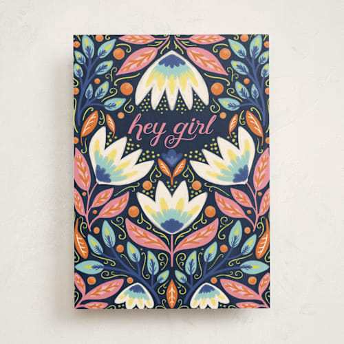 This is a colorful birthday cards for kids with standard by Noonday Design called hey girl printing on signature in greeting cards