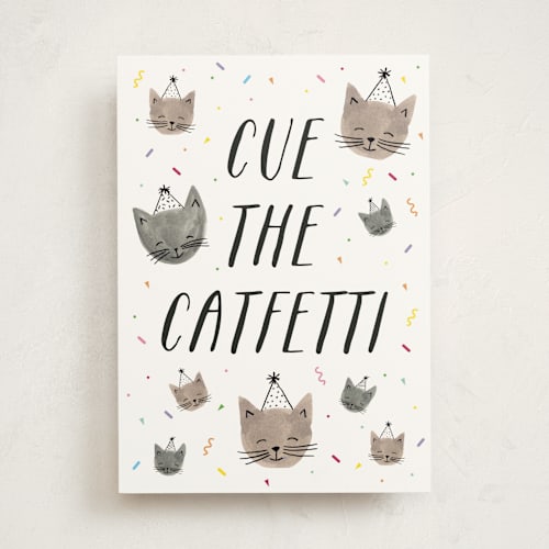 This is a tawny birthday cards for kids with standard by Olivia Raufman called catfetti printing on signature in greeting cards