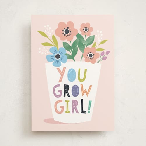 This is a blush birthday cards for kids with standard by Karidy Walker called you grow girl printing on signature in greeting cards