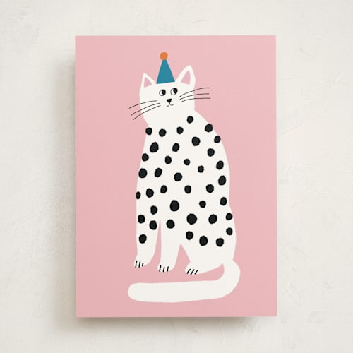 This is a bubblegum birthday cards for kids with standard by Lena Erysheva called purrrfect birthday printing on signature in greeting cards