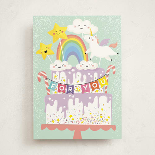 This is a sky birthday cards for kids with standard by Helen Halik called magic cake printing on signature in greeting cards