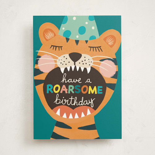 This is a honey birthday cards for kids with standard by Juliana Zimmermann called wild birthday printing on signature in greeting cards