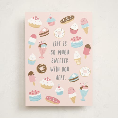 This is a blush birthday cards for kids with standard by peetie design called sweet life printing on signature in greeting cards