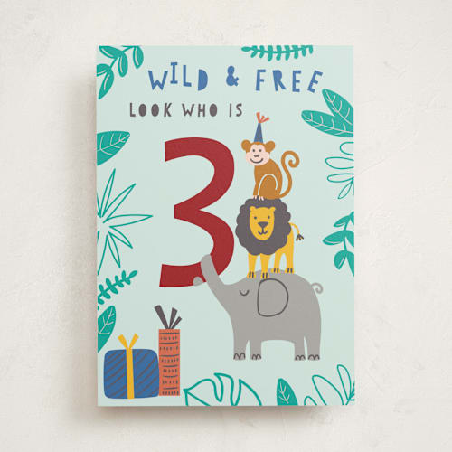 This is a sky birthday cards for kids with standard by Teju Reval called look who is 3 printing on signature in greeting cards