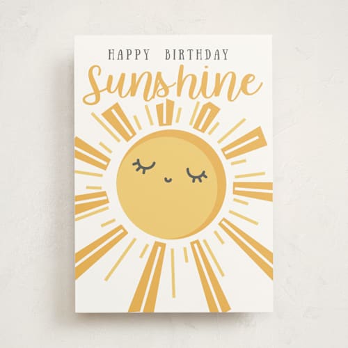 This is a sun birthday cards for kids with standard by Oma N. Ramkhelawan called sunshine printing on signature in greeting cards