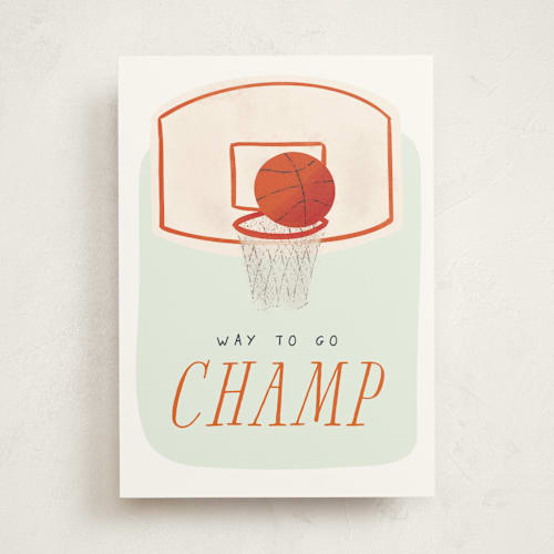 This is a mint birthday cards for kids with standard by Gwen Bedat called birthday champ printing on signature in greeting cards