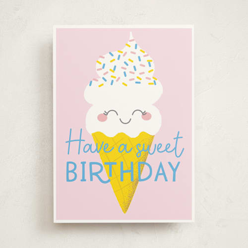 This is a blush birthday cards for kids with standard by Annie Holmquist called sprinkles on top printing on signature in greeting cards