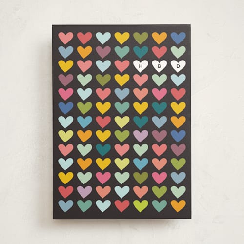 This is a midnight birthday cards for kids with standard by Amy Payne called hbd hearts printing on signature in greeting cards
