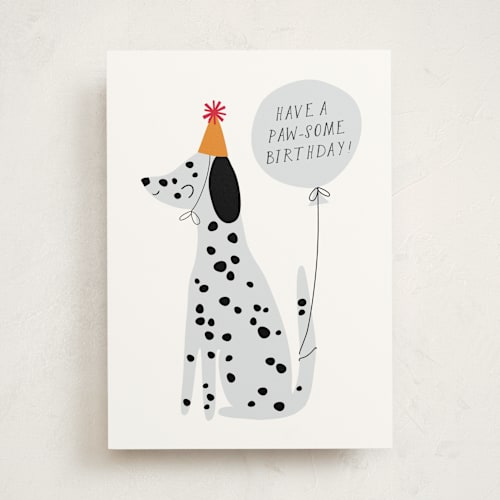 This is a dalmatian birthday cards for kids with standard by Angela Thompson called paw-some pup printing on signature in greeting cards