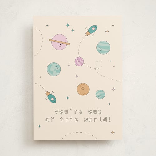 This is a cream birthday cards for kids with standard by Olivia Goree called out of this world printing on signature in greeting cards