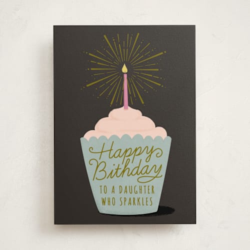 This is a granite birthday cards for kids with standard by Karidy Walker called birthday sparkles printing on signature in greeting cards