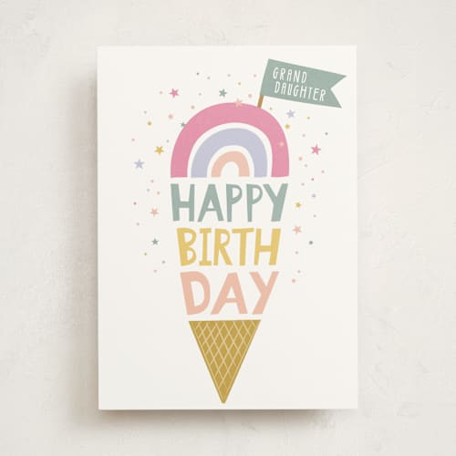 This is a ice birthday cards for kids with standard by Karidy Walker called party cone printing on signature in greeting cards