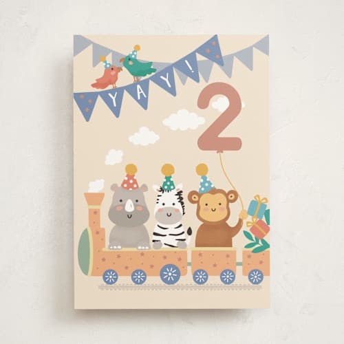 This is a sun birthday cards for kids with standard by Christy Hy Lee called choo choo printing on signature in greeting cards