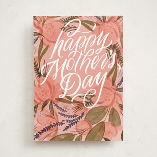 This is a peach mothers day cards with standard by Erin L. Wilson called fresh bouquet printing on signature in greeting cards