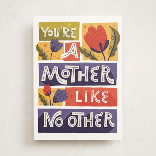 This is a grape mothers day cards with standard by Jess Gunderson called you're a mother like no other printing on signature in greeting cards