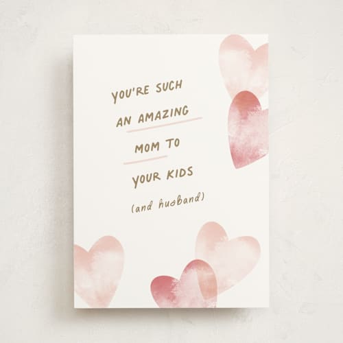 This is a coral mothers day cards with standard by Stacey Meacham called mother's heart printing on signature in greeting cards