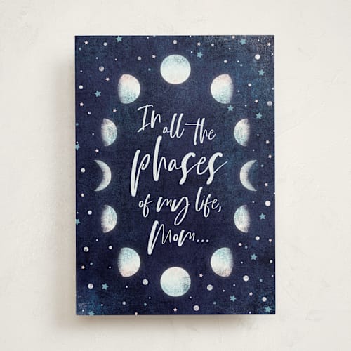 This is a midnight mothers day cards with standard by Noonday Design called in all the phases of life printing on signature in greeting cards