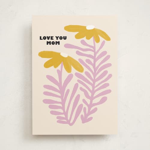 This is a daffodil mothers day cards with standard by Annie Clark called psychedelic fleurs printing on signature in greeting cards