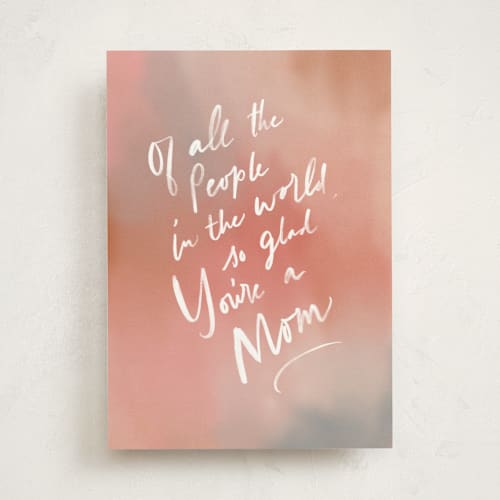 This is a persimmon mothers day cards with standard by Creo Study called so glad you're a mom printing on signature in greeting cards
