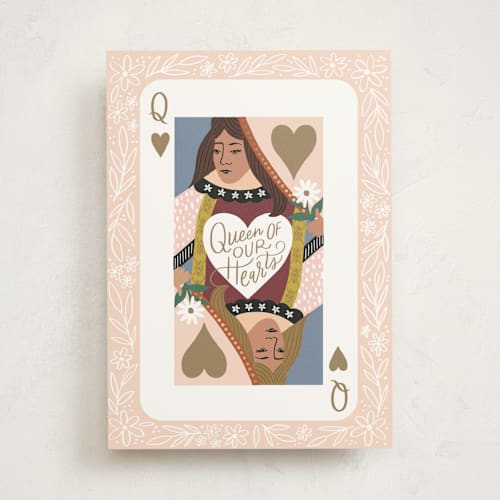 This is a petal mothers day cards with standard by Alethea and Ruth called queen of our hearts printing on signature in greeting cards