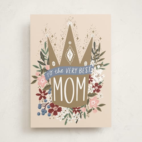 This is a salmon mothers day cards with standard by Alethea and Ruth called deserve a crown printing on signature in greeting cards