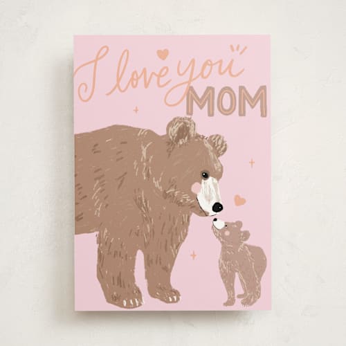 This is a blush mothers day cards with standard by Cass Loh called mom & baby bear printing on signature in greeting cards