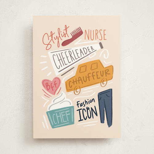 This is a cream mothers day cards with standard by JeAnna Casper called mom names printing on signature in greeting cards