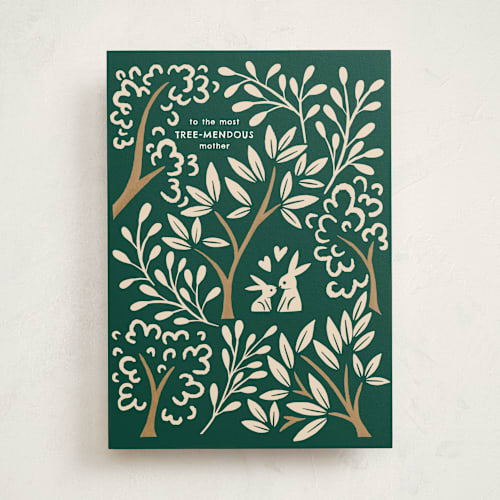 This is a evergreen mothers day cards with standard by Vivian Yiwing called tree-mendous printing on signature in greeting cards