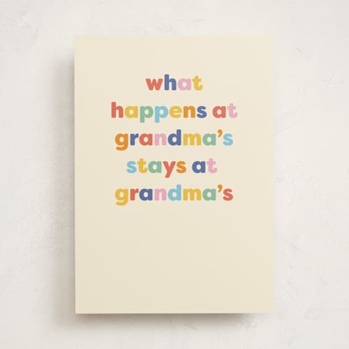 This is a cream mothers day cards with standard by Ellen Schlegelmilch called what happens at grandma's printing on signature in greeting cards