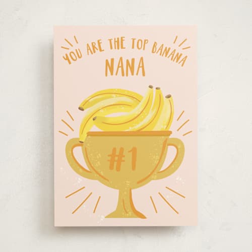 This is a banana mothers day cards with standard by Starry Lane Studio called you're the tops, nana printing on signature in greeting cards