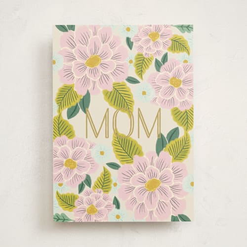 This is a blush mothers day cards with standard by Kiersten Garner called mom floral printing on signature in greeting cards
