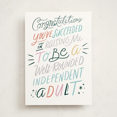 This is a crayon mothers day cards with standard by Hannah Williams called independent adult printing on signature in greeting cards