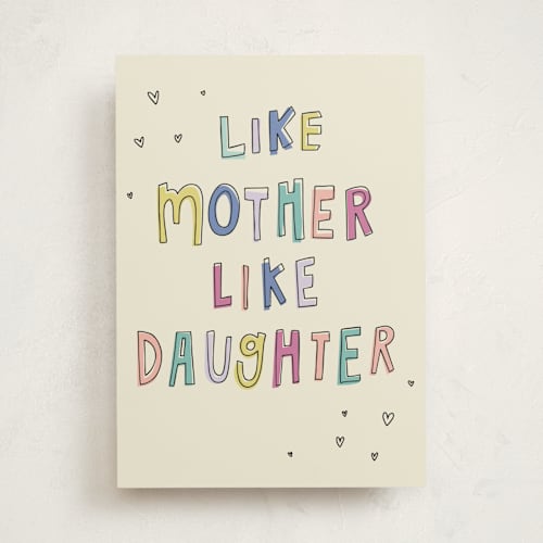 This is a rainbow mothers day cards with standard by Pixel and Hank called like mother like daughter printing on signature in greeting cards