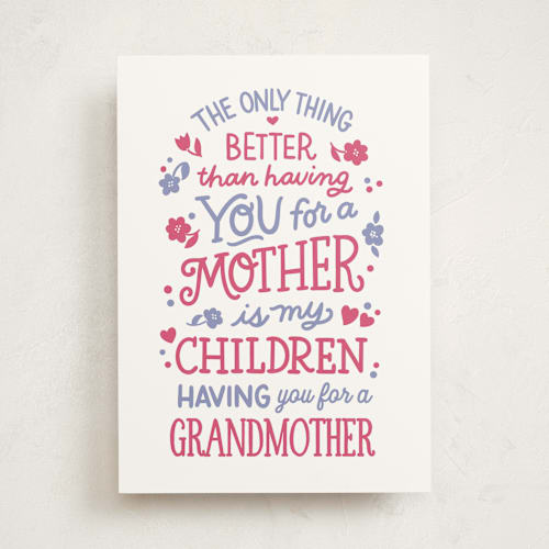 This is a bubblegum mothers day cards with standard by Laura Bolter called even better printing on signature in greeting cards