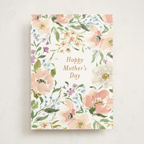 This is a garden mothers day cards with standard by Itsy Belle Studio called blushing botanical printing on signature in greeting cards