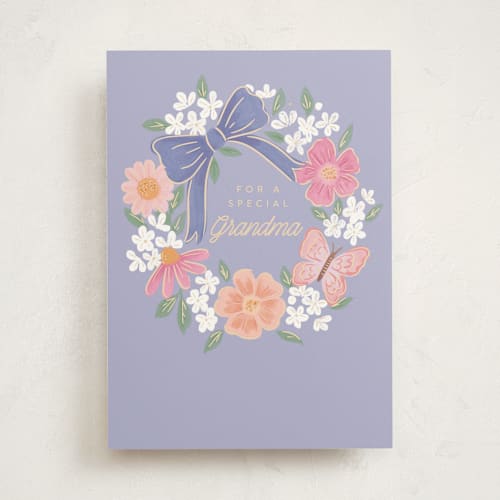 This is a lavender mothers day cards with standard by Itsy Belle Studio called flower wreath printing on signature in greeting cards