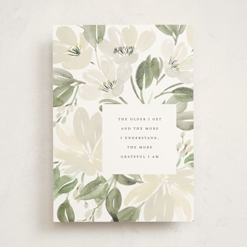 This is a eucalyptus mothers day cards with standard by Claudia Orengo called evergreen printing on signature in greeting cards