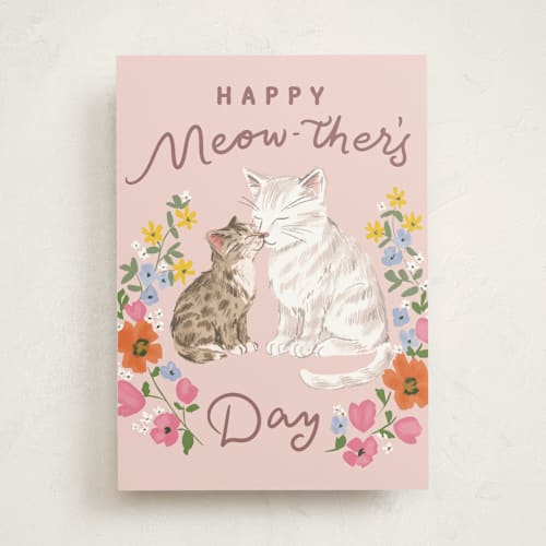 This is a blush mothers day cards with standard by Everett Paper Goods called meowther's day printing on signature in greeting cards