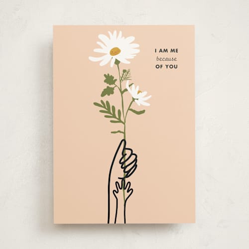 This is a peach mothers day cards with standard by Baumbirdy called me and you printing on signature in greeting cards