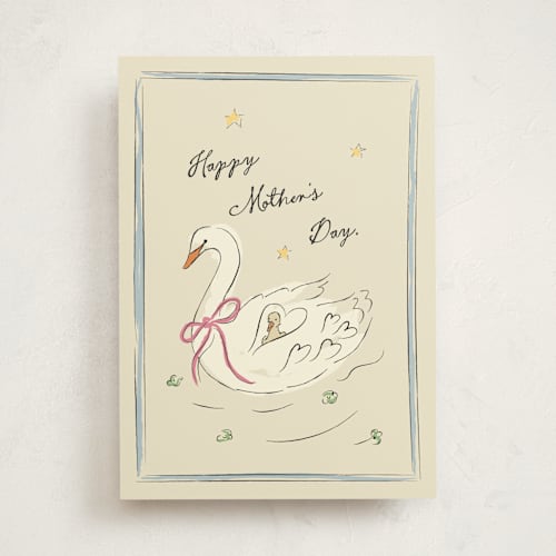 This is a seafoam mothers day cards with standard by Helena Vitto called swan mom printing on signature in greeting cards