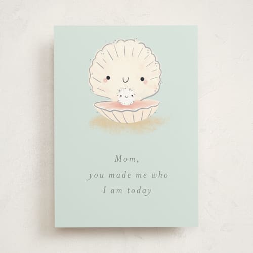 This is a seafoam mothers day cards with standard by Itsy Belle Studio called one shell of a mom printing on signature in greeting cards