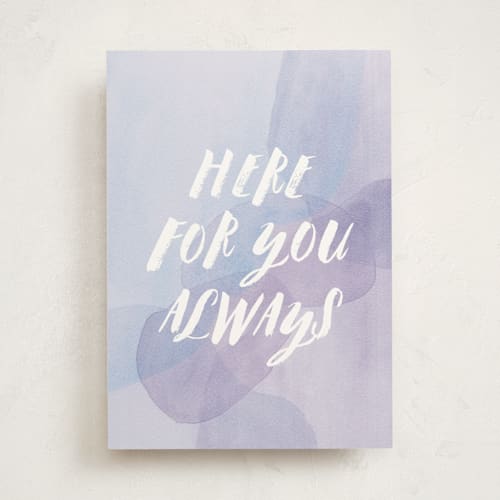 This is a lavender sympathy cards with standard by Olivia Raufman called always printing on signature in greeting cards