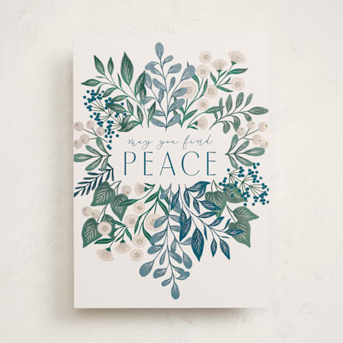 This is a garden sympathy cards with standard by Alethea and Ruth called find peace printing on signature in greeting cards